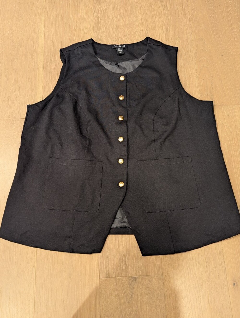 Black Womens Vest/Top with Gold Buttons